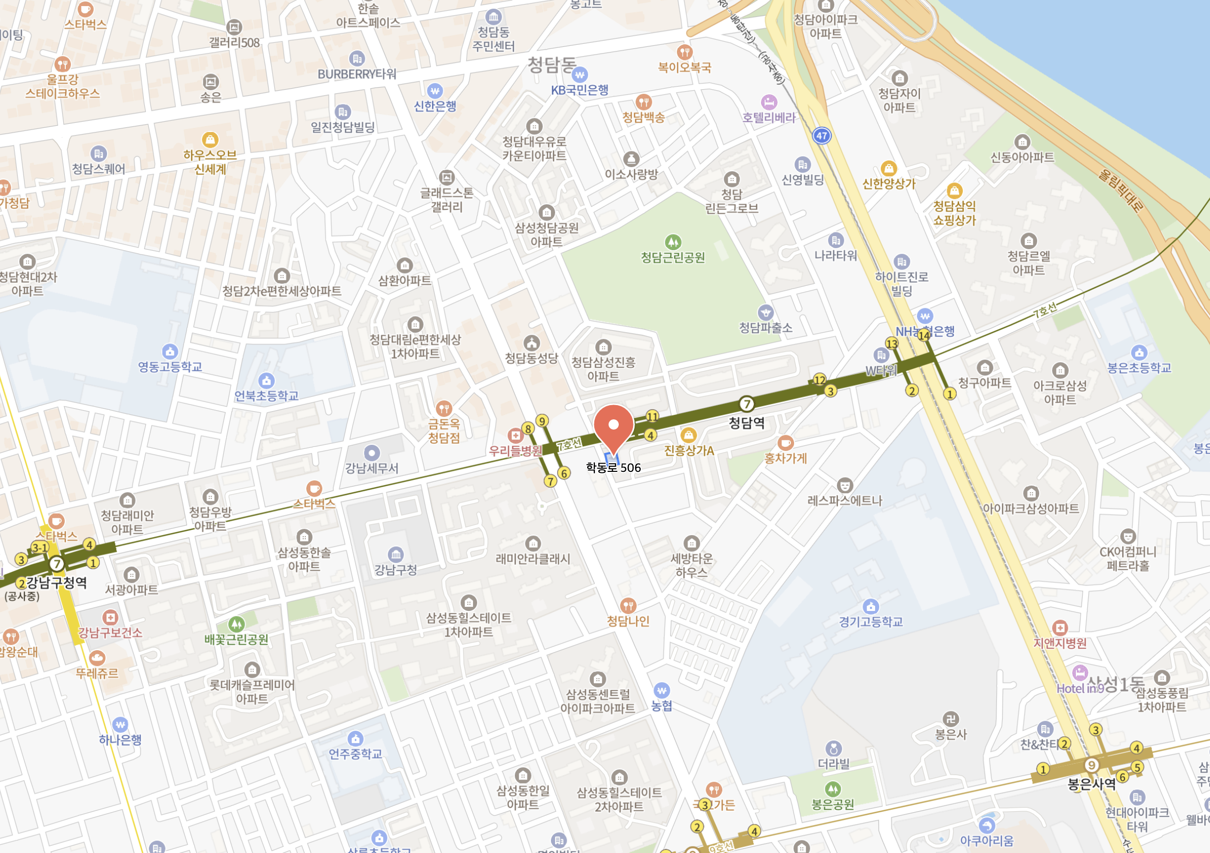 청담 스튜디오 오시는 길 지도